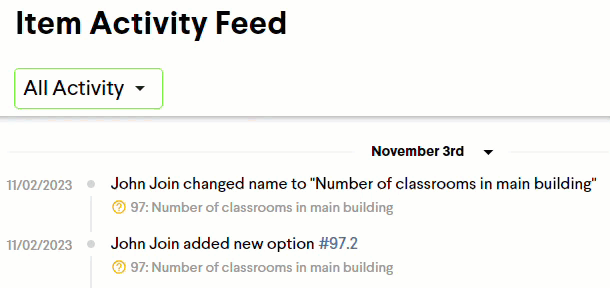 Item Activity Feed