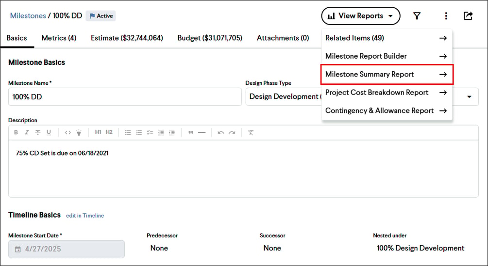 Milestone Summary Report